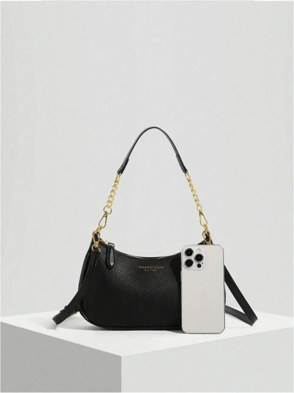 Stylish PU Leather Hobo Shoulder Bag with Gold Chain | Lightweight Zipper Purse